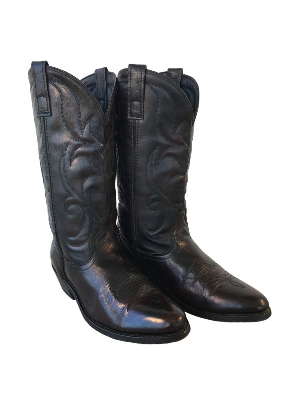 Laredo Dress Mens Black Cherry Leather Cowboy Western Boots 10 D 6859